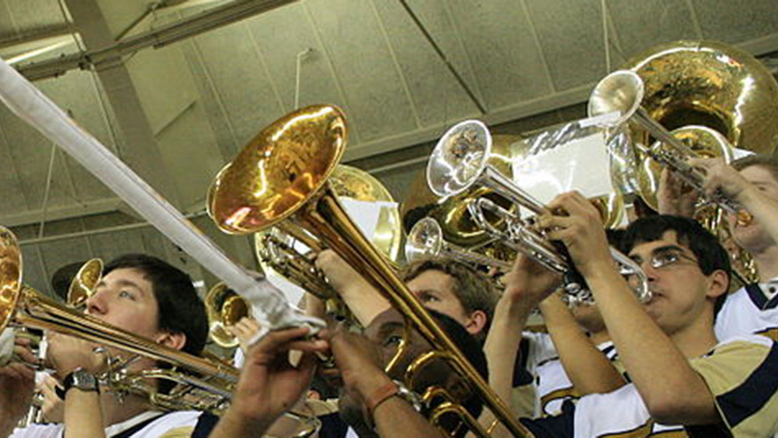 The Pep Band during a performance in McCamish Pavilion.